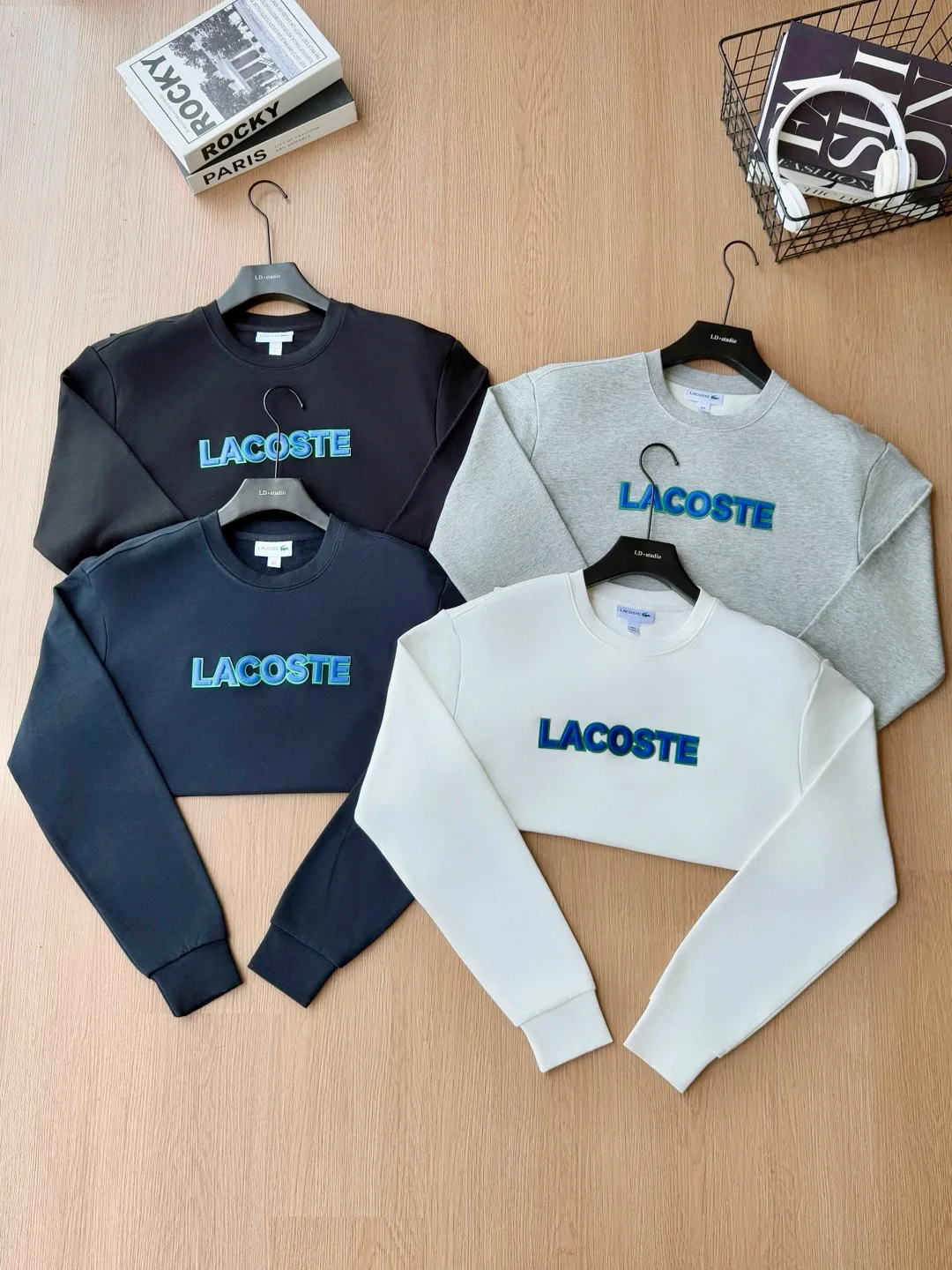 P 120LACOSTE. 2026 Autumn New Product Counter Same Style Printed Cotton Round Neck Sweater 360g Pure Cotton Terry M.L.XL 2XL LA-W 3061